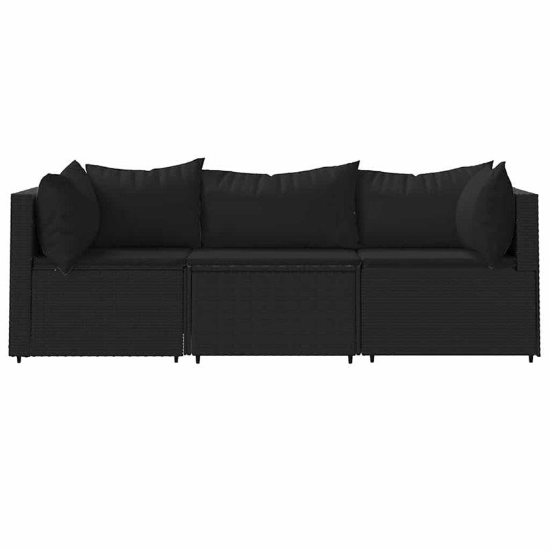 Afuera Living Rattan & Steel & Fabric Large Patio Lounge Set in Black