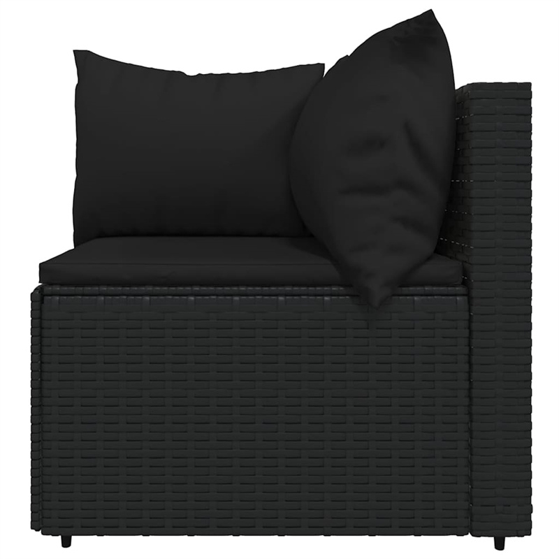 Afuera Living Rattan & Steel & Fabric Large Patio Lounge Set in Black