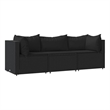 Afuera Living Rattan & Steel & Fabric Large Patio Lounge Set in Black