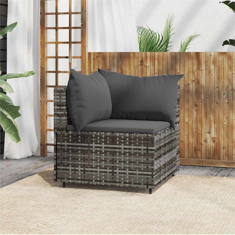 Afuera Living PE Rattan Medium Adjustable Feet Patio Corner Sofa in Gray