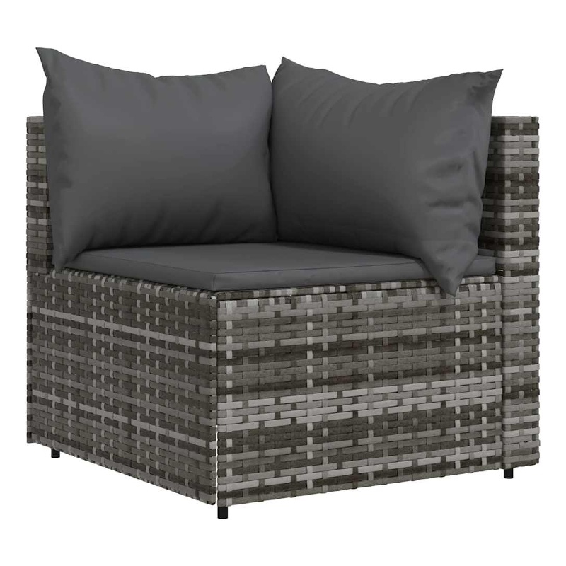 Afuera Living PE Rattan Medium Adjustable Feet Patio Corner Sofa in Gray