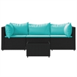 Afuera Living Rattan Powder-Coated Steel & Glass Patio Lounge Set in Black