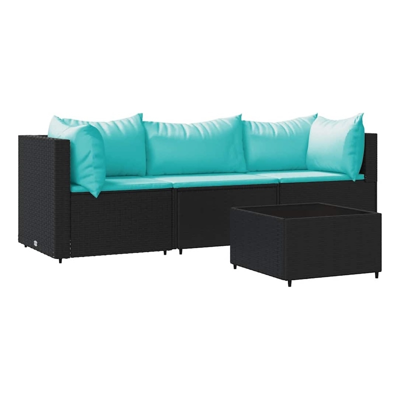 Afuera Living Rattan Powder-Coated Steel & Glass Patio Lounge Set in Black