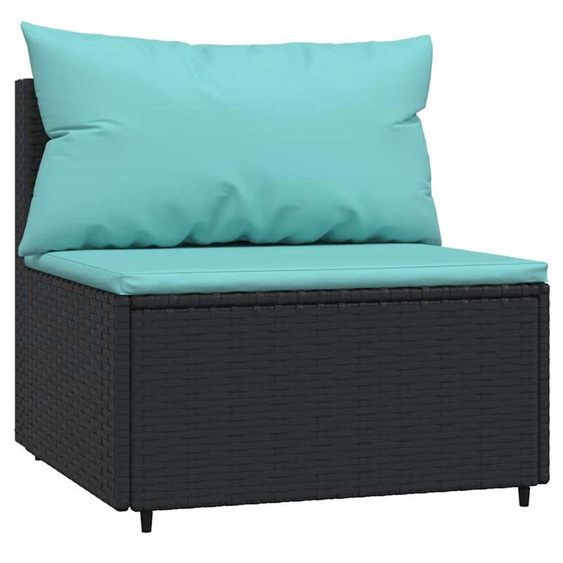 Afuera Living PE Rattan Medium Adjustable Feet Patio Middle Sofa in Black