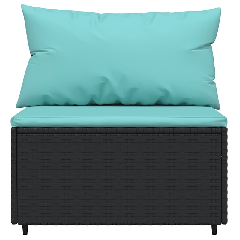Afuera Living PE Rattan Medium Adjustable Feet Patio Middle Sofa in Black