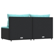 Afuera Living PE Rattan Medium Adjustable Feet Patio Middle Sofa in Black