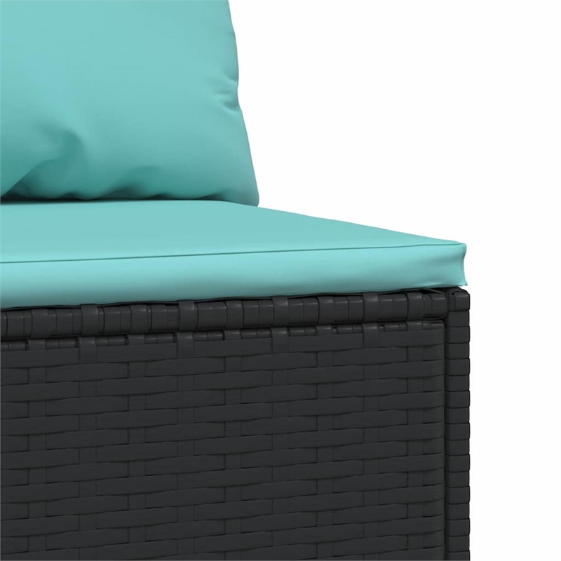 Afuera Living PE Rattan Medium Adjustable Feet Patio Middle Sofa in Black