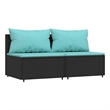 Afuera Living PE Rattan Medium Adjustable Feet Patio Middle Sofa in Black