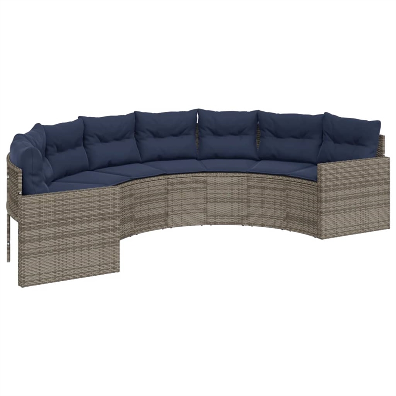 Afuera Living Contemporary Rattan Patio Sofa in Gray & Navy Blue