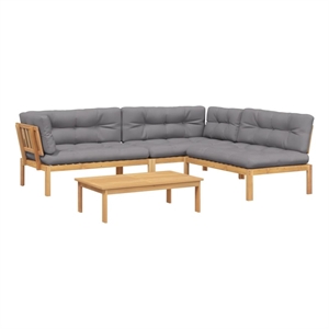 Afuera Living Solid Acacia Wood & Polyster Fabric Pallet Sofa Set in Gray