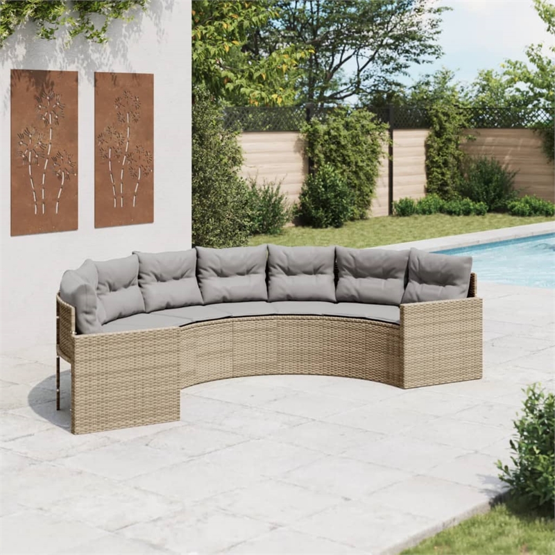 Afuera Living PE Rattan Large Patio Sofa in Beige With Steel Frame