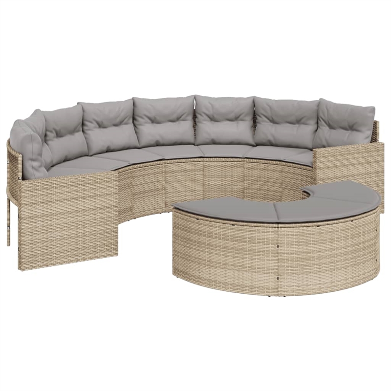 Afuera Living PE Rattan Large Patio Sofa in Beige With Steel Frame
