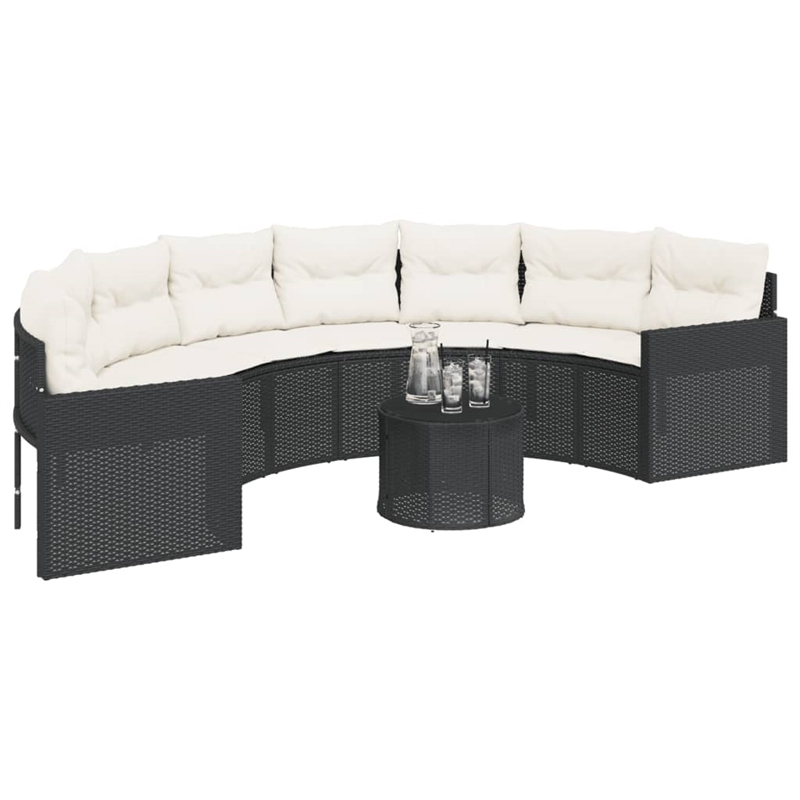 Afuera Living Contemporary Durable Rattan Garden Sofa in Black