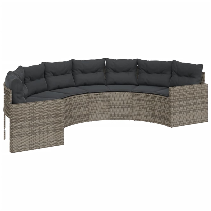 Afuera Living Contemporary Rattan Half-Round Garden Sofa in Gray