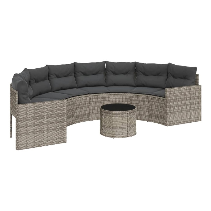 Afuera Living Contemporary Rattan Half-Round Garden Sofa in Gray