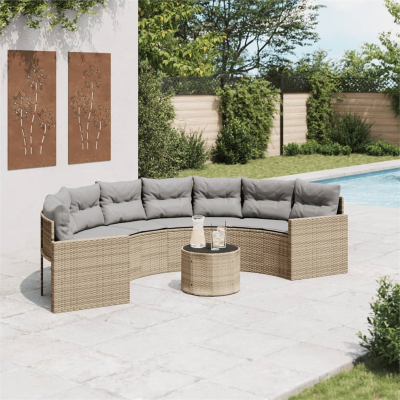Afuera Living Contemporary Rattan Patio Sofa in Beige & Light Gray