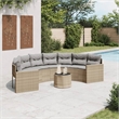 Afuera Living Contemporary Rattan Patio Sofa in Beige & Light Gray