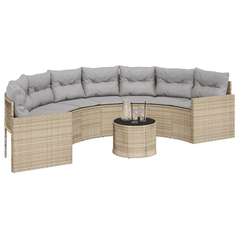 Afuera Living Contemporary Rattan Patio Sofa in Beige & Light Gray