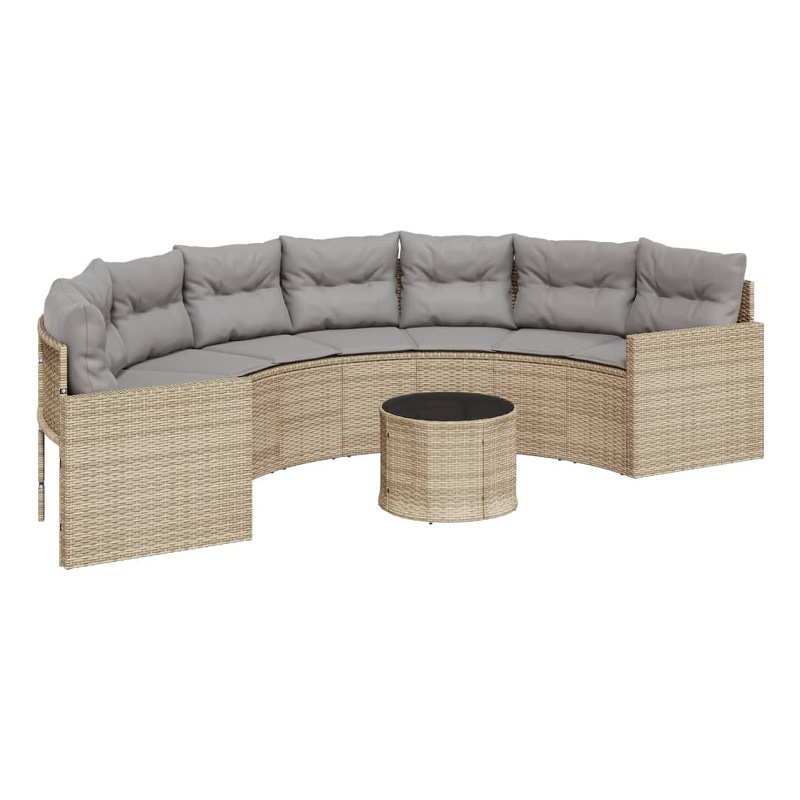 Afuera Living Contemporary Rattan Patio Sofa in Beige & Light Gray