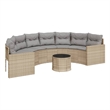 Afuera Living Contemporary Rattan Patio Sofa in Beige & Light Gray