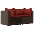 Afuera Living Poly Rattan Compact Adjustable Feet Patio Lounge Set in Brown