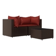 Afuera Living Poly Rattan Compact Adjustable Feet Patio Lounge Set in Brown