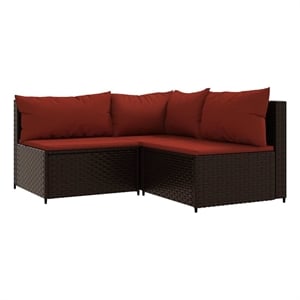 Afuera Living Contemporary Synthetic Poly Rattan Patio Lounge Set in Brown