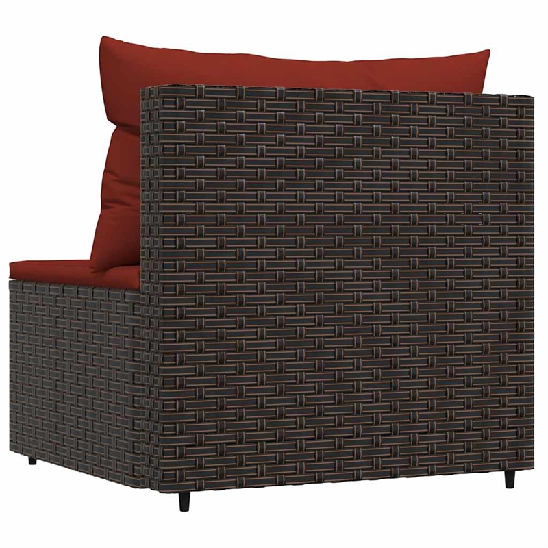 Afuera Living PE Rattan Medium Adjustable Feet Patio Middle Sofa in Brown