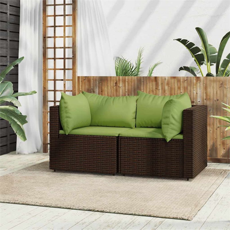 Afuera Living PE Rattan Medium Adjustable Feet Patio Corner Sofa in Brown