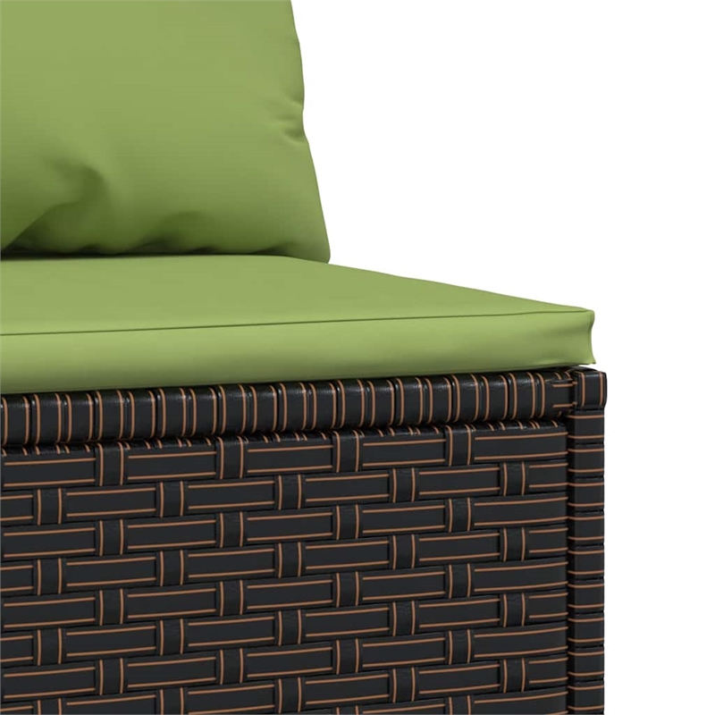 Afuera Living PE Rattan Medium Adjustable Feet Patio Middle Sofa in Brown