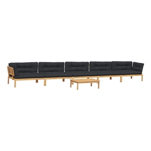 Afuera Living Solid Acacia Wood Large Modular Pallet Sofa Set in Natural Wood