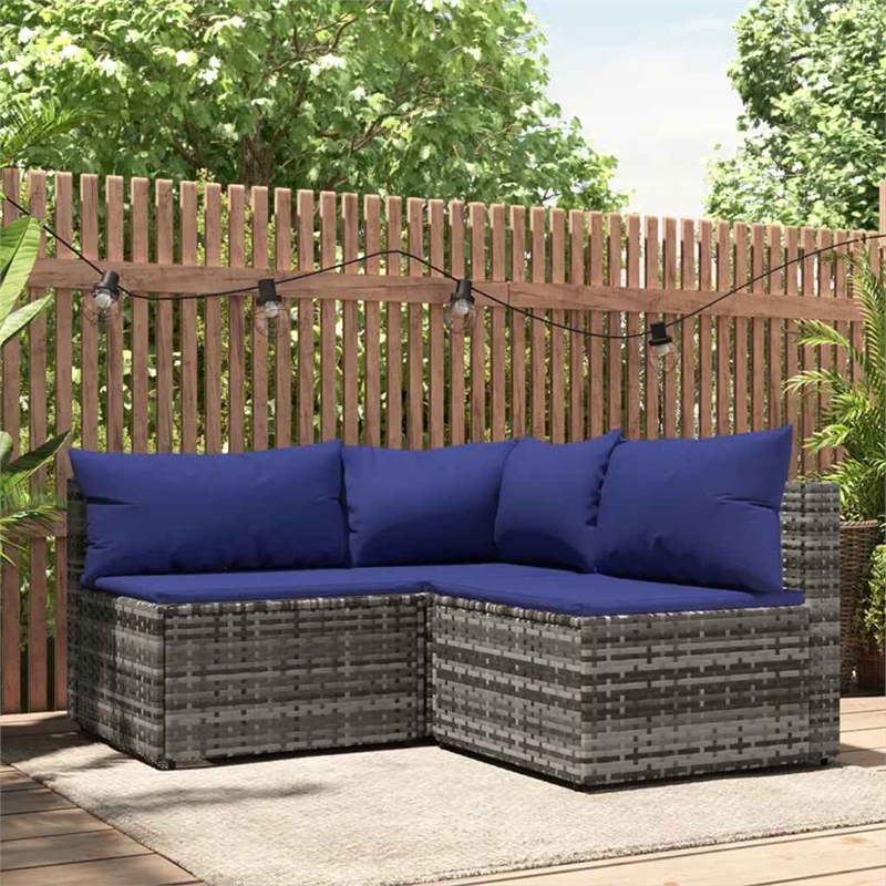 Afuera Living PE Rattan Standard Modular Patio Lounge Set Gray