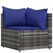 Afuera Living Rattan 4 PC Patio Lounge Set With Cushions in Dark Blue/Gray Frame