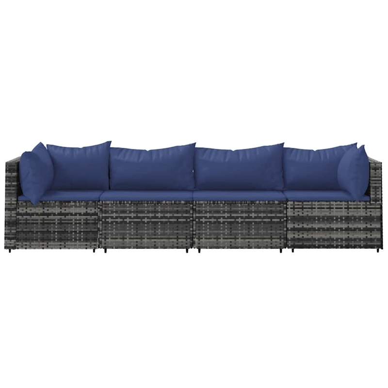 Afuera Living Contemporary Synthetic Poly Rattan Patio Lounge Set in Gray