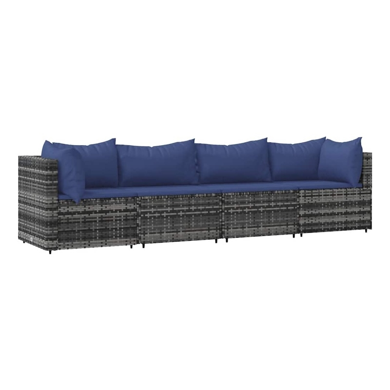 Afuera Living Contemporary Synthetic Poly Rattan Patio Lounge Set in Gray