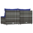 Afuera Living Contemporary Synthetic Poly Rattan Patio Middle Sofa in Gray