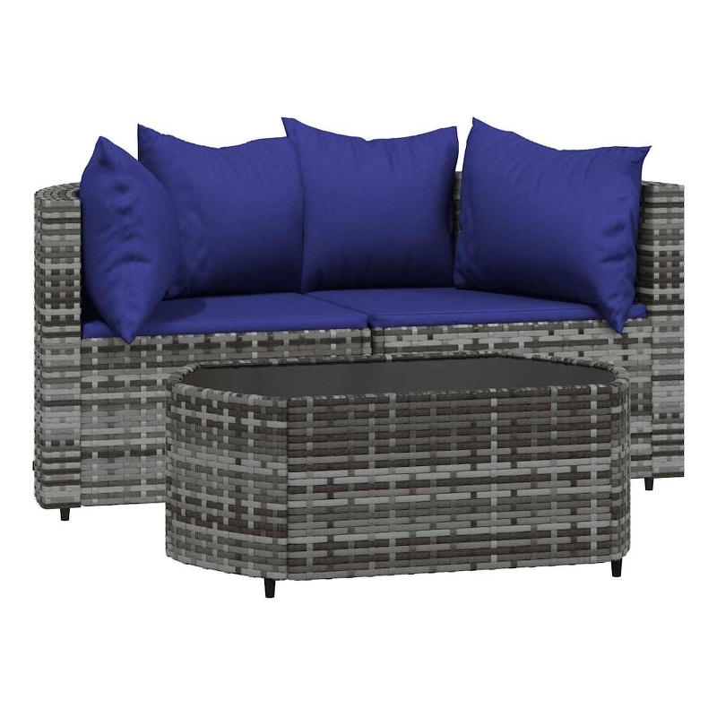 Afuera Living Contemporary Synthetic Poly Rattan Patio Lounge Set in Gray