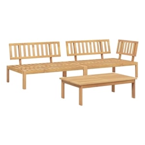 Afuera Living Solid Acacia Wood Large Modular Pallet Sofa Set in Brown