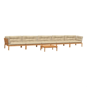Afuera Living 6 Piece Patio Pallet Sofa Set in Natural Wood With Beige Cushions
