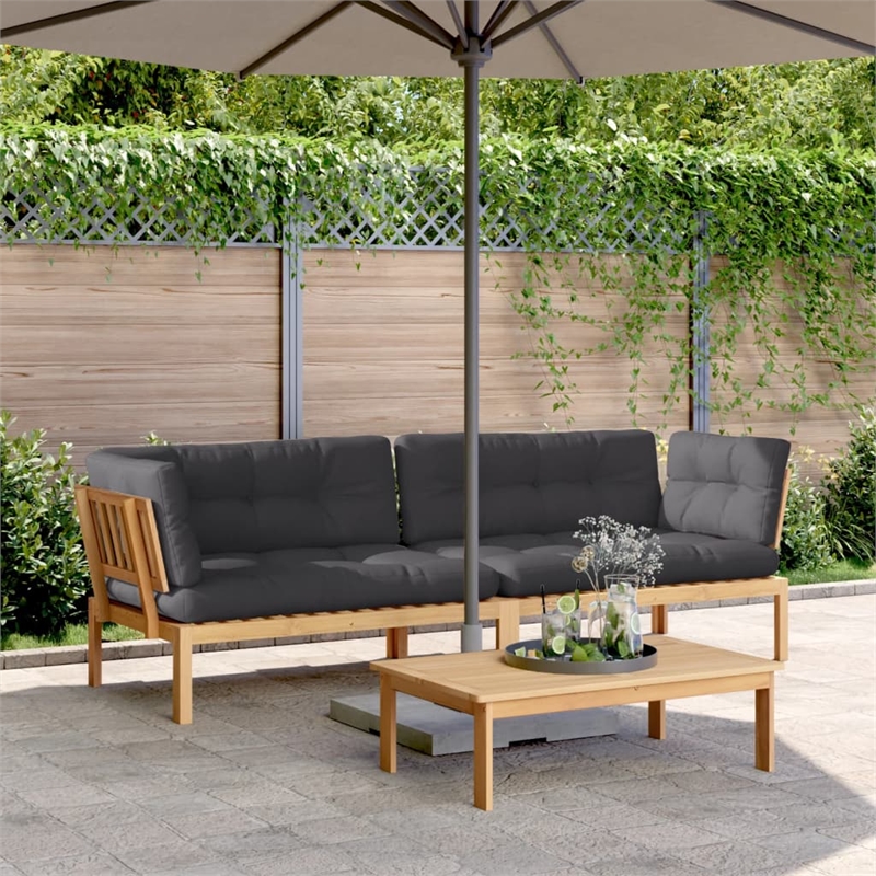 Afuera Living Solid Acacia Wood & Polyester Pallet Corner Sofa in Charcoal