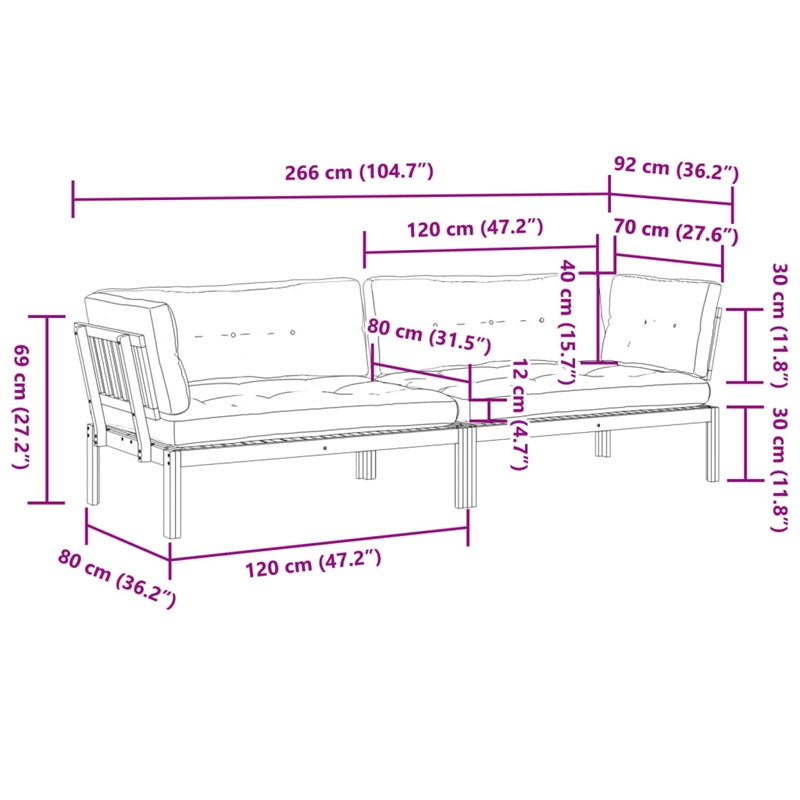 Afuera Living Solid Acacia Wood & Polyester Pallet Corner Sofa in Charcoal