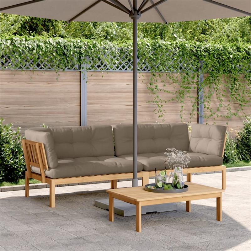 Afuera Living Solid Acacia Wood Large Modular Pallet Corner Sofa in Taupe