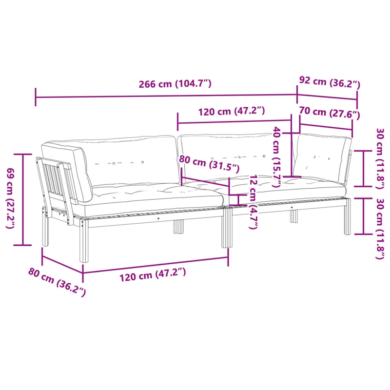 Afuera Living Solid Acacia Wood Large Modular Pallet Corner Sofa in Taupe