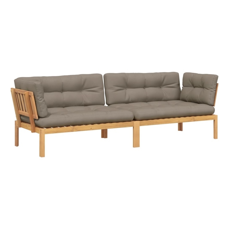 Afuera Living Solid Acacia Wood Large Modular Pallet Corner Sofa in Taupe