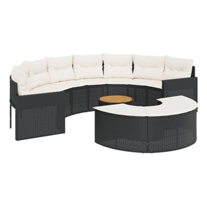 Afuera Living PE Rattan Large Patio Sofa Set in Black With Removable Covers