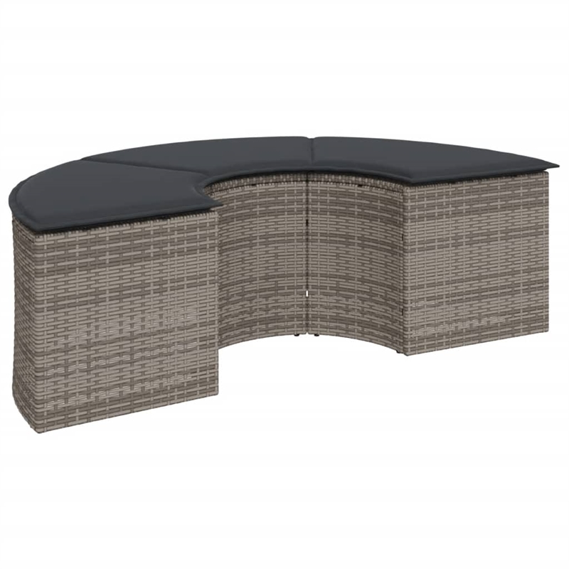 Afuera Living PE Rattan Garden Sofa Set in Gray With Steel Frame and Glass Table