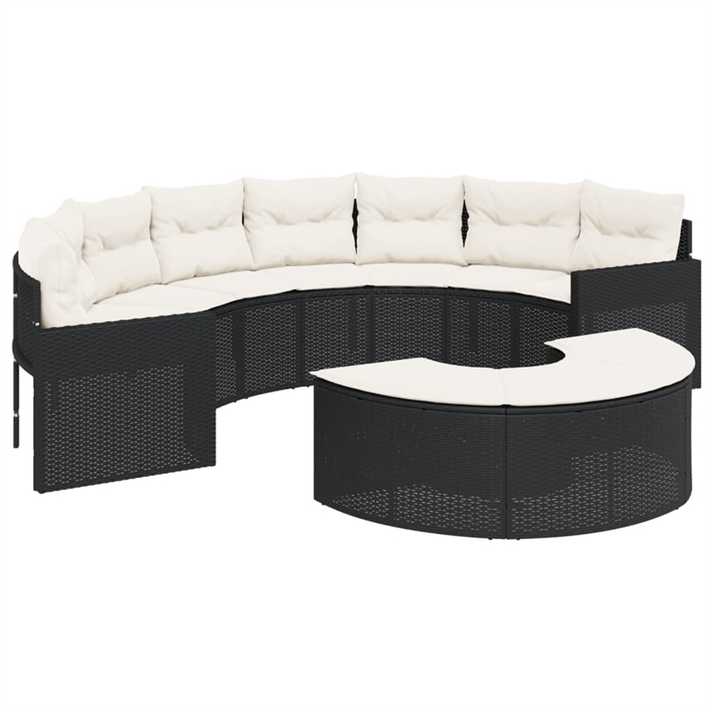 Afuera Living PE Rattan Large Patio Sofa in Black & Cream With White Frame