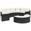 Afuera Living PE Rattan Large Patio Sofa in Black & Cream With White Frame