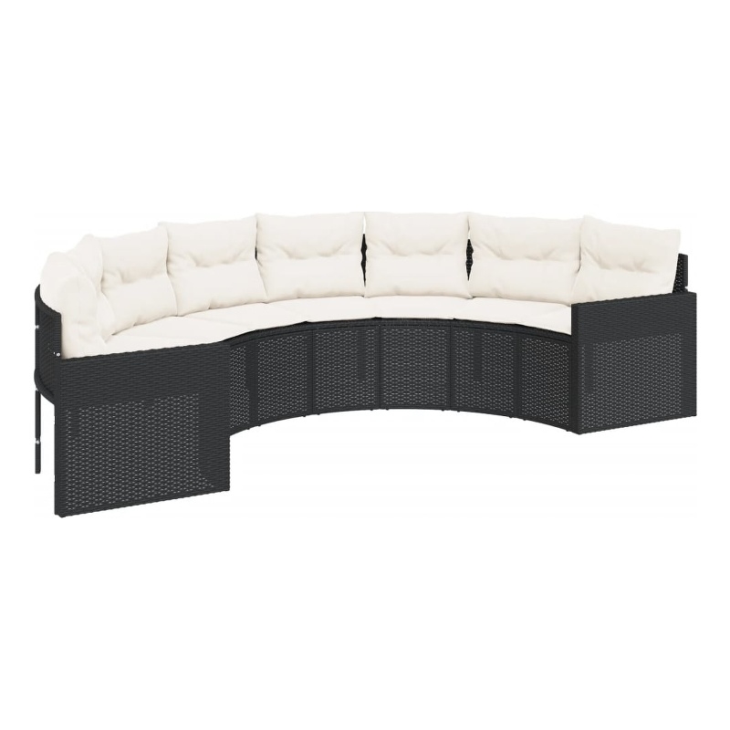 Afuera Living PE Rattan Large Patio Sofa in Black & Cream With White Frame