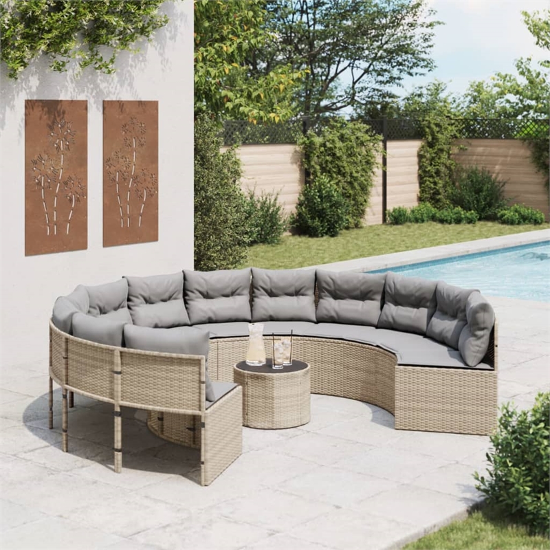 Afuera Living PE Rattan Large Patio Sofa With Removable Covers in Beige